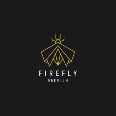 Firefly çizgisi tarzı logo tasarımı şablon çizimi illüstrasyonu
