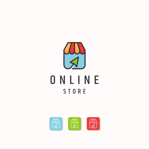 Loja Online Ícone Loja Logotipo Design Modelo Vetor — Vetor de Stock