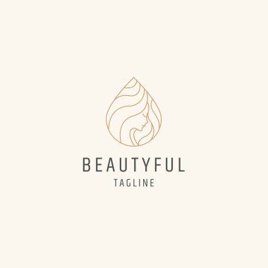 Beauty Woman face line style logo tasarım şablonu çizimi