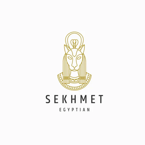 Sekhmet Dioses Egipcios Línea Estilo Logotipo Icono Diseño Plantilla Vector — Vector de stock