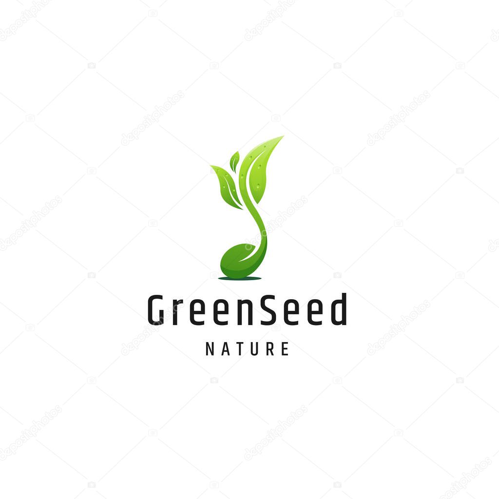 Green seed nature logo icon design template vector