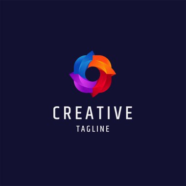 Soyut çember kamera deklanşör renkli logo ikonu tasarımı şablon çizimi illüstrasyonu