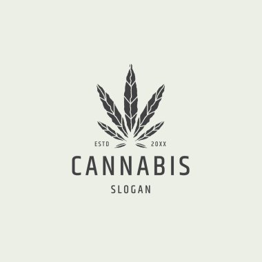 Esrar yaprağı logo ikonu tasarım şablonu çizimi