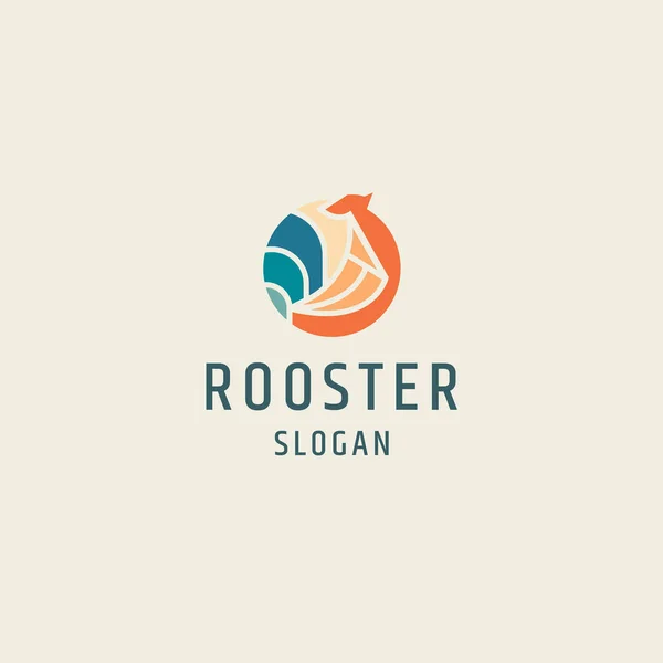 Rooster Logo Icono Diseño Plano Plantilla Vector Ilustración — Archivo Imágenes Vectoriales