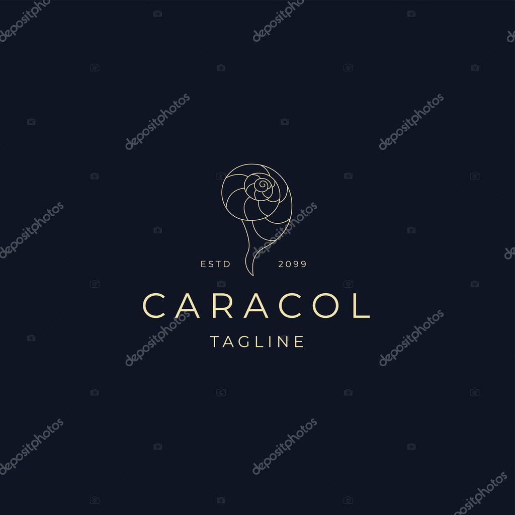 Snail line art elegant luxury logo icon design template flat vector