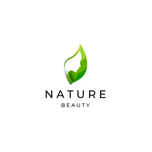 Natural Beauty Woman Logo Icon Design Template Flat Vector — Stock Vector