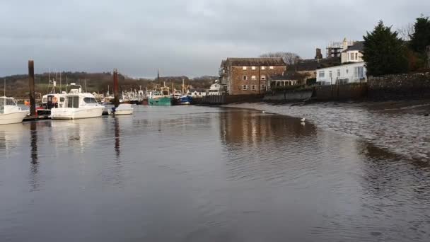 Kirkcudbright Harbour Ujście Rzeki Dee Zachodzie Słońca Zimowy Dzień — Wideo stockowe