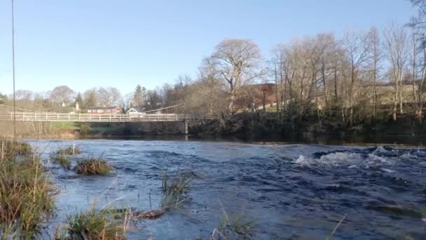 Snabbt Vatten Vid Vattnet Ken Vintern Skotsk Flod Vid Dalry — Stockvideo