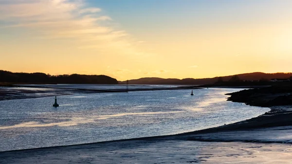 Estero Del Río Dee Atardecer Invierno Kirkcudbright Dumfries Galloway Escocia — Foto de Stock