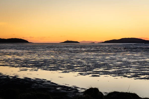 Goldener Wintersonnenuntergang Über Dem Watt Der Kirkcudbright Bay Und Der — Stockfoto