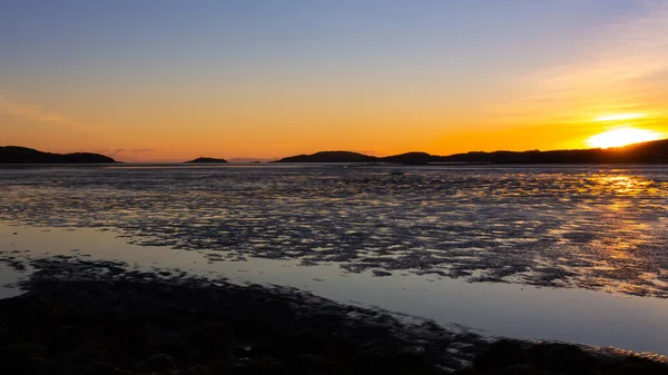 Goldener Wintersonnenuntergang Über Dem Watt Der Kirkcudbright Bay Und Der — Stockfoto