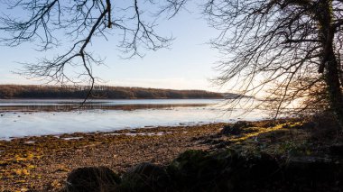 Dee nehri bir kış sabahı Kirkcudbright, Dumfries ve Galloway, İskoçya 'da
