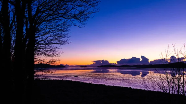 Ein Atemberaubender Wintersonnenuntergang Über Kirkcudbright Bay Dumfries Und Galloway Schottland — Stockfoto