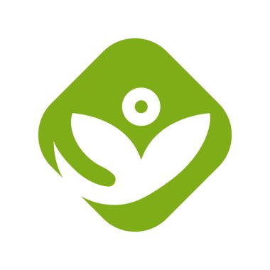 Yeşil yaprak bitkisi logo taşıyıcı şablonu