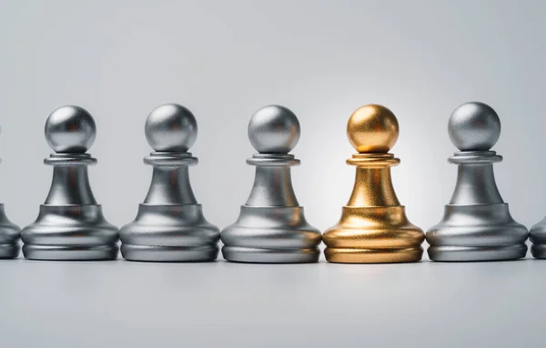 Golden Pawn Chess Silver Different Thinking Idea Disruption Concept — Stock Photo, Image