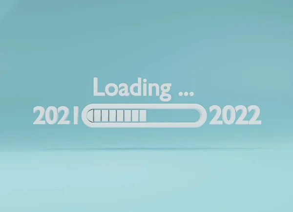 Завантаження 2021 2022 Рік Білої Літери Синьому Фоні Відображенням Підготовки — стокове фото