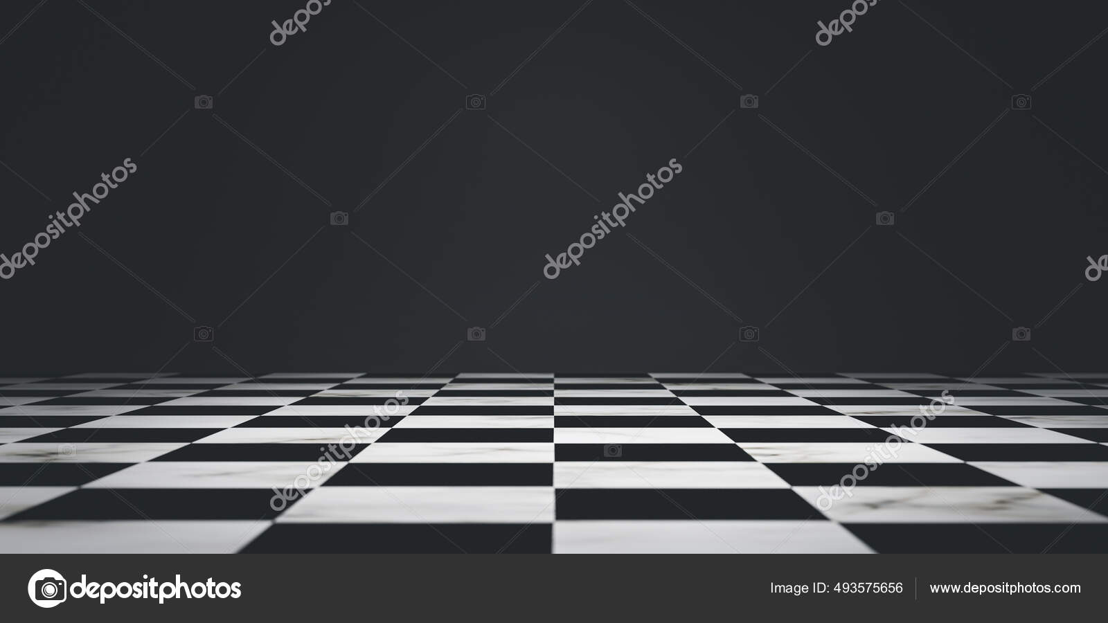 Bispo de xadrez vermelho no tabuleiro de xadrez em renderização em 3d