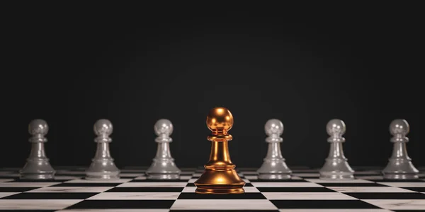 Golden Pawn Chess Gick Över Gränsen Till Ledande Svart Schack — Stockfoto