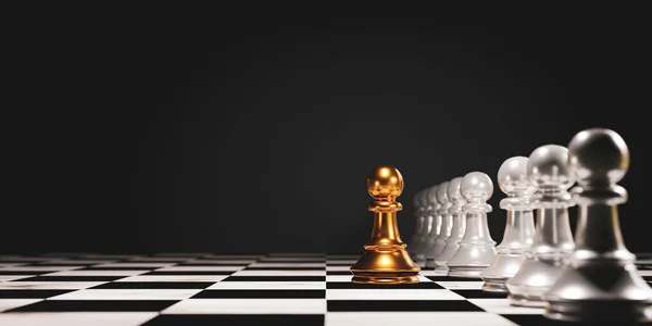 Golden Pawn Chess Stepped Out Line Leading Black Chess Show — Stock Photo, Image