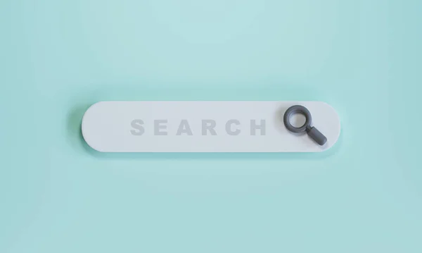 Minimal Design White Search Bar Magnifier Blue Background Web Search — Stock Photo, Image