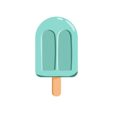 Vektör el, mavi dondurma çizdi. Simge, poster, logo, kartlar, çıkartmalar, kumaş, baskı, çocuksu tasarım