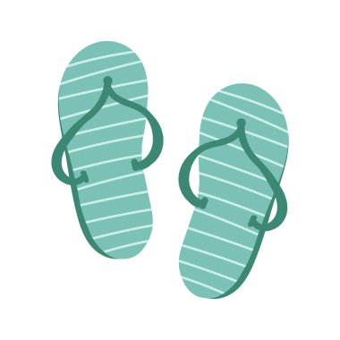 El yapımı çizgili parmak arası terlikler beyaz arka planda izole edilmiş. Simge, poster, kart, çıkartma, kumaş, baskı, tekstil için vektör illüstrasyonu