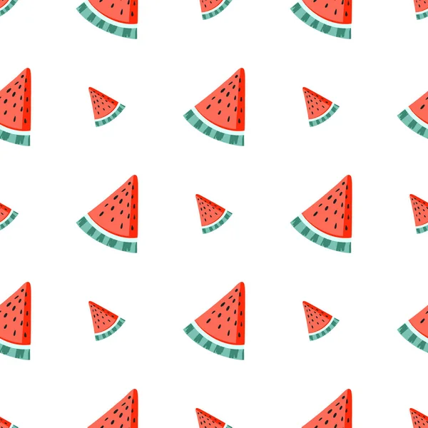 Vektor Farbige Nahtlose Wiederholung Einfachen Musters Mit Handgezeichneten Wassermelone Auf — Stockvektor