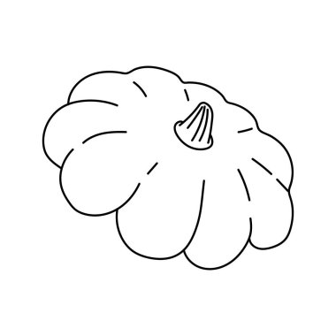 El çizimi kabak. Vejetaryen sağlıklı yiyecekler. Vegan, çiftlik, organik, doğal. Simge, logo, yazdırma, simge, kart, amblem, etiket, yemek menüsü için vektör illüstrasyonu