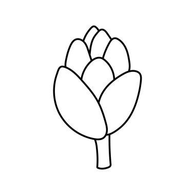 Enginar çizgisi karalama simgesi beyaz arkaplanda izole edildi. Vejetaryen sağlıklı yiyecekler. Simge, web, mobil, bilgi grafikleri, logo, baskı, simge, kart, amblem, etiket, yemek menüsü için vektör çizimi