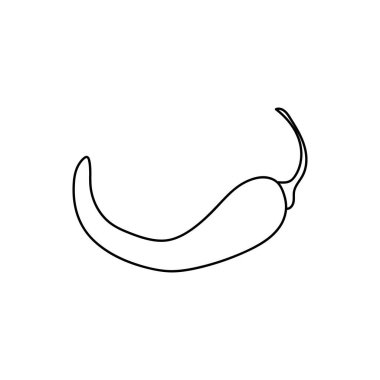 Karalama çizgisi kırmızı biber. Vejetaryen sağlıklı yiyecekler. Vegan, çiftlik, organik, doğal. Simge, logo, yazdırma, simge, kart, amblem, etiket, yemek menüsü için vektör illüstrasyonu