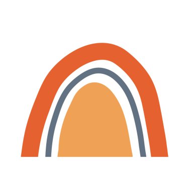 Beyaz arka planda elle çizilmiş gökkuşağı. İskandinav çocuk odası Gökkuşağı duvar resimleri. Bebek tekstil, logo, baskı, ambalaj kağıdı, çocuk odası, duvar dekorasyonu için vektör tasarımı