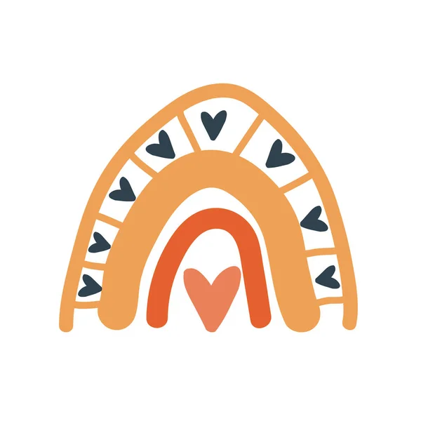 Beyaz bir arka planda el yapımı gökkuşağı resmi. Bebek tekstil, logo, poster, kumaş, baskı, ambalaj, çocuk odası, duvar dekorasyonu
