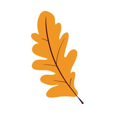 El çizimi sonbahar sarı meşe yaprağı. Simge, logo, yazdırma, simge, kart, amblem, etiket için vektör illüstrasyonu