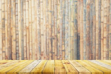 Bulanık ahşap tahta levha rafı, ahşap duvar arka planı. Eski tarz..