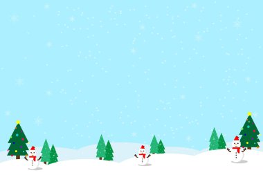 2021 mesajı ve Mutlu Noeller ve mavi arka planda yeni yılınız kutlu olsun. Beyaz kar taneleri, kardan adam ve çam ağacıyla. Tatil ve kutlama konsepti.