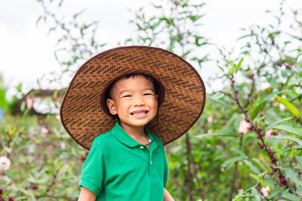 Портретний Образ Років Щасливий Азіатський Хлопчик Збирає Фермі Багато Лімузинів — стокове фото