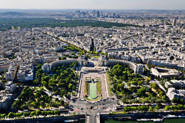 La Défense merkezleri ve Trocadero yer, Paris, Fransa.
