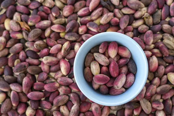 Pistacho Fresco Tazón Azul — Foto de Stock