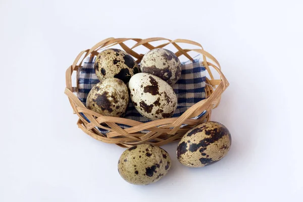 Fresh Quail Eggs Basket — Stock Photo, Image