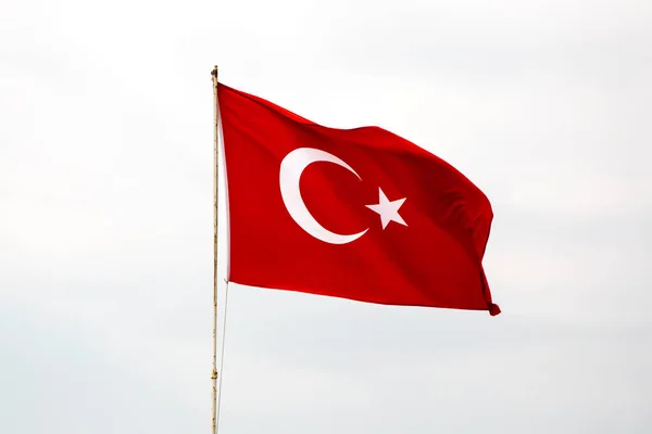 Flaga Turecka Tło Nieba Zdjęcie Stockowe