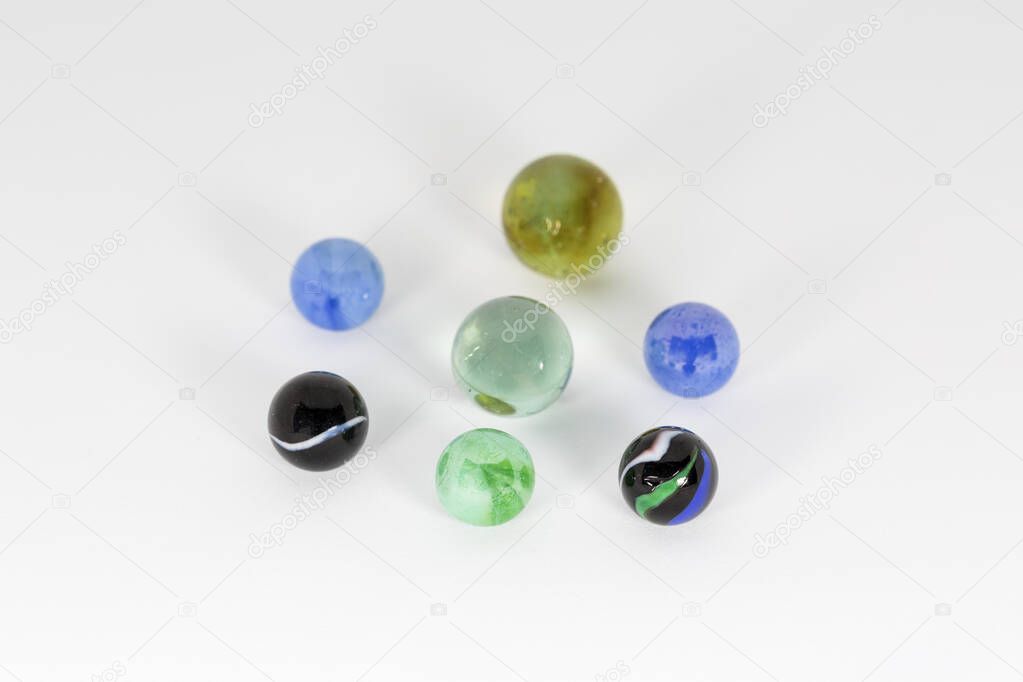 glass marbles ball on white background