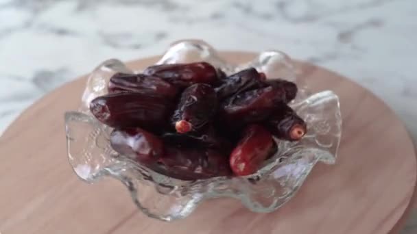 Fruits Séchés Palmier Dattier Assiette — Video