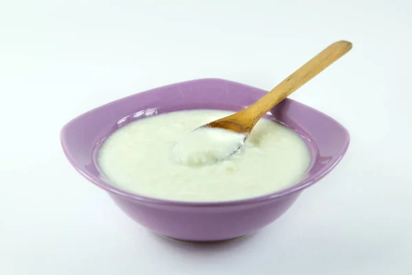 Yogurt Naturale Fatto Casa Ciotola — Foto Stock