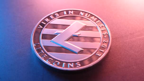 Macro Shot Une Monnaie Litecoin Ethereum Crypto — Video