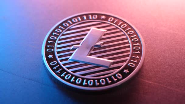 Makro Snímek Litecoin Mince Ethereum Crypto Měny — Stock video