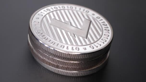 Macro Tiro Una Moneda Litecoin Ethereum Cripto Moneda — Vídeos de Stock