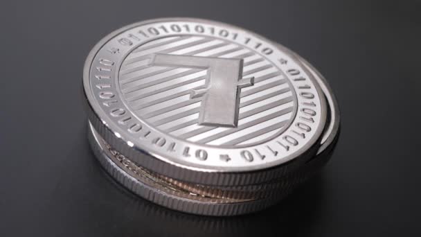 Macro Tiro Una Moneda Litecoin Ethereum Cripto Moneda — Vídeos de Stock