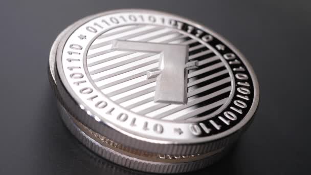 Macro Shot Une Monnaie Litecoin Ethereum Crypto — Video