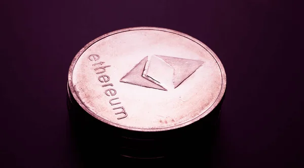 Macro shot of a bit coin Ethereum Crypto currency