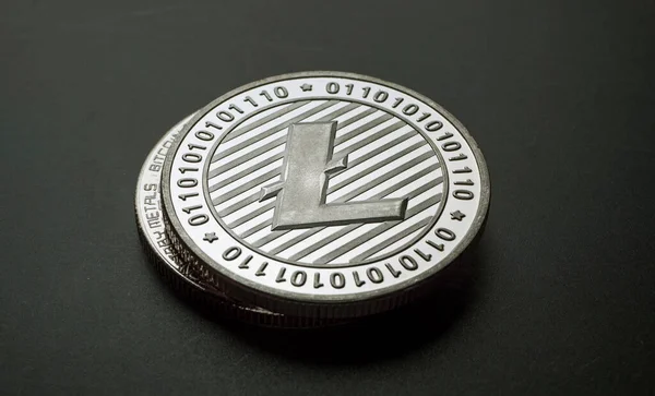 Μακροσκοπική Λήψη Νομίσματος Litecoin Crypto — Φωτογραφία Αρχείου